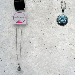 NWT Nadine West Silver Brilliant Crystal Rhinestone Pendant Necklace ~18"